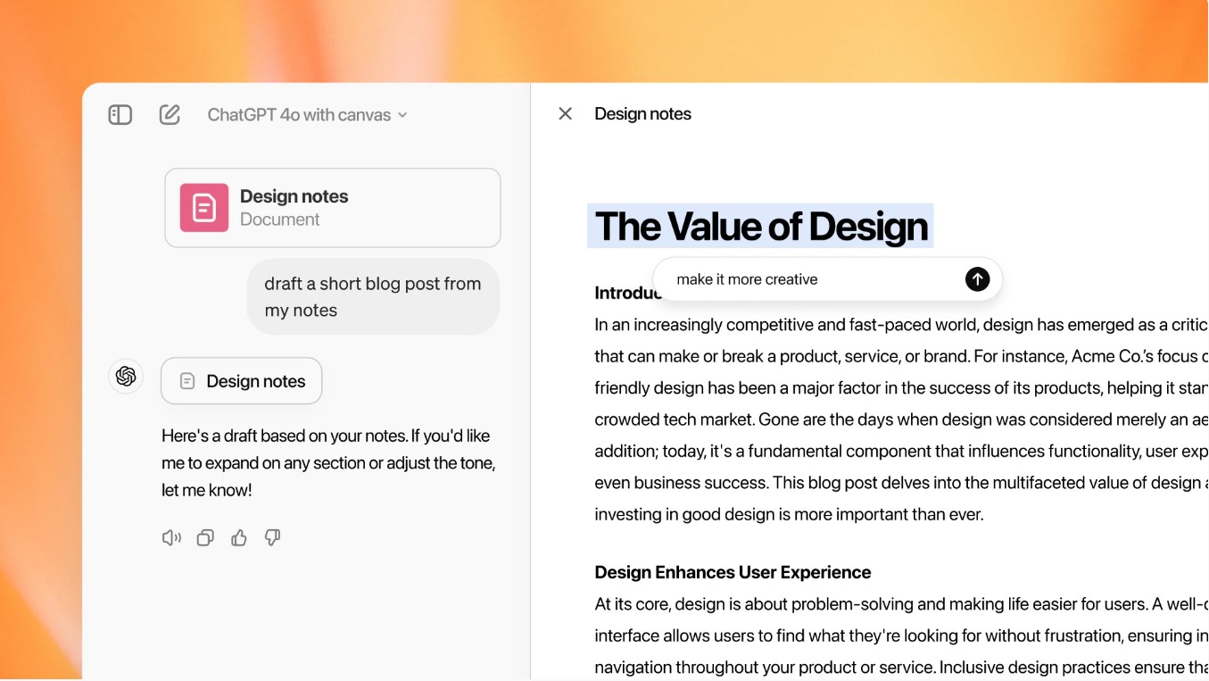 Canvas: A New Way to Write and Code with ChatGPT