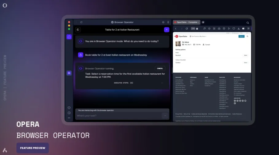Opera Introduces Browser-Integrated AI Agent