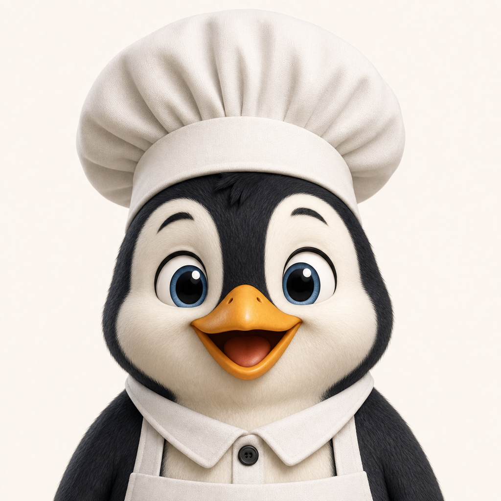 Chef Penguin puppet character